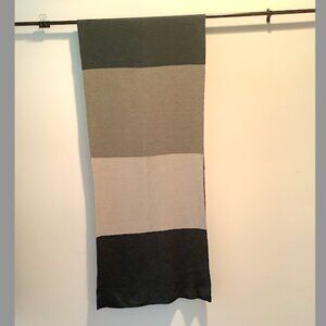 Casual Corner taupe, gray, tan & cream wool blend rectangular scarf, 70" x 15.5"
